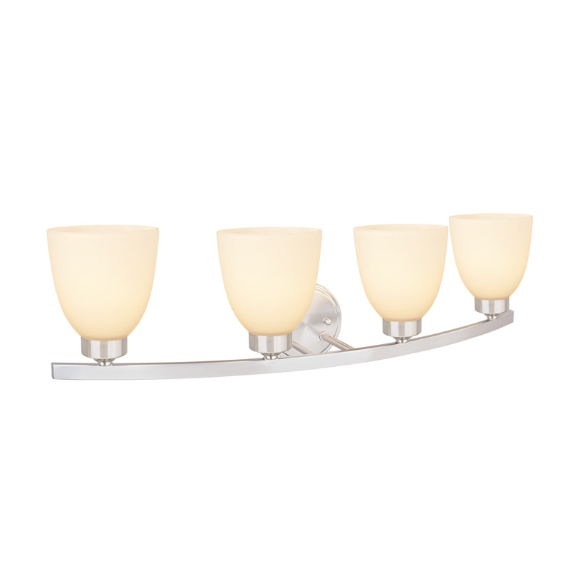 Éclairage pour salle de bain 4 lumières, Nickel satiné