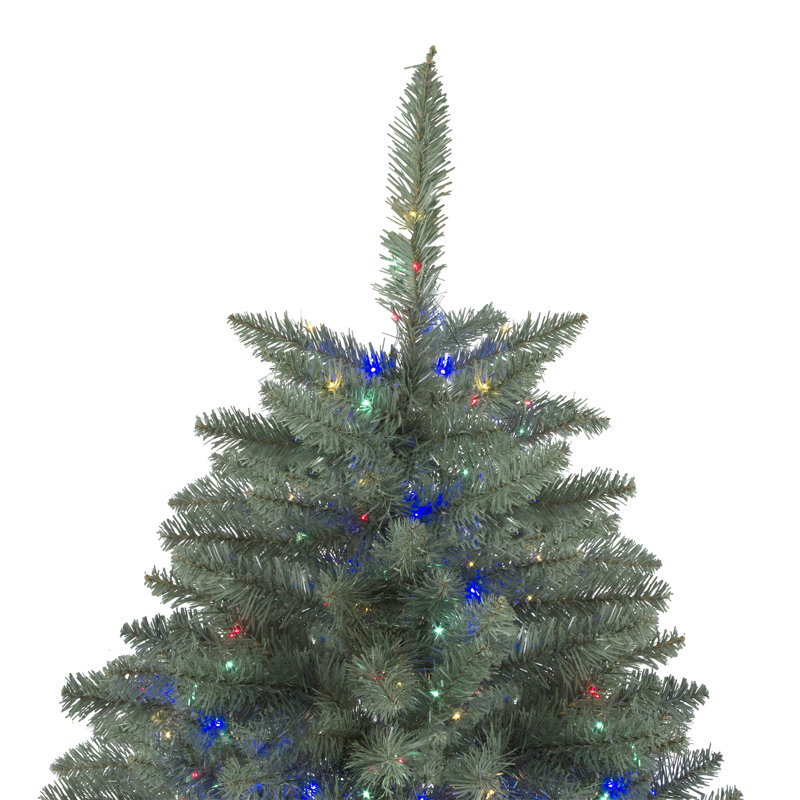 7.5' Pre-Lit Medium Blue Spruce Artificial Christmas Tree - Multicolor LED Lights