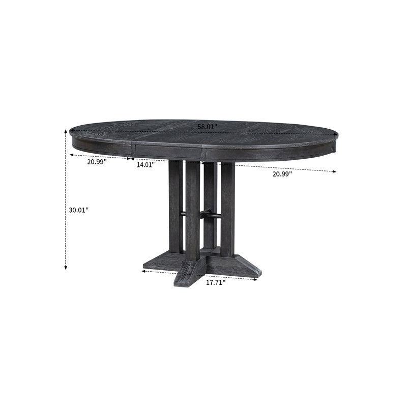 table de salle à manger ronde extensible avec bureau spacieux et structure en bois robuste, Noir