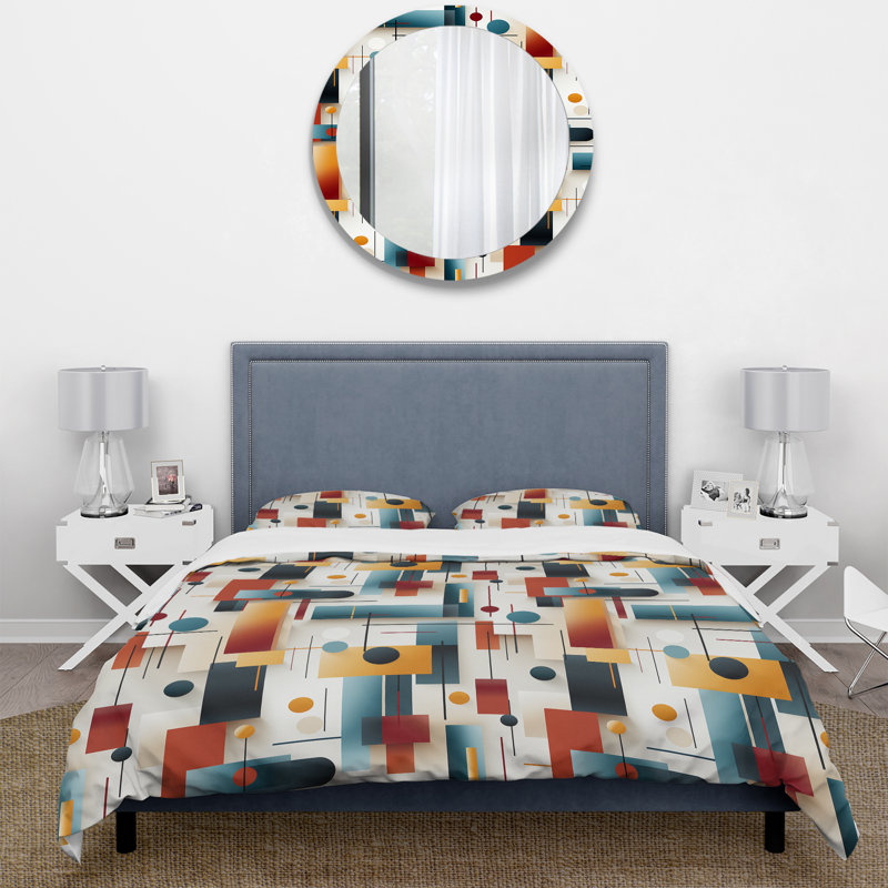 Ensemble de housse de couette classique Classic Cubic Motif - jaune, Housse de couette pour très grand lit et 2 très