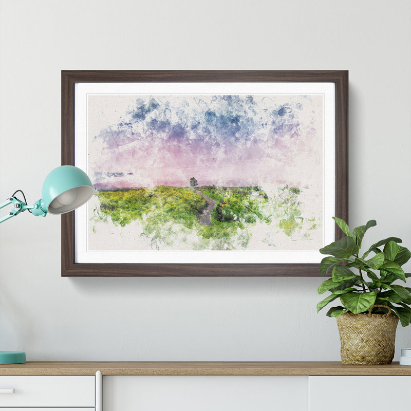 Driving Through Tenerife - Picture Frame Painting, 36cm H x 48cm W x 2cm D, Walnut Framed