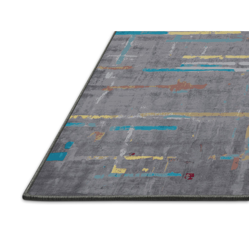 Tapis gris soyeux et moelleux, Rond 6 pi