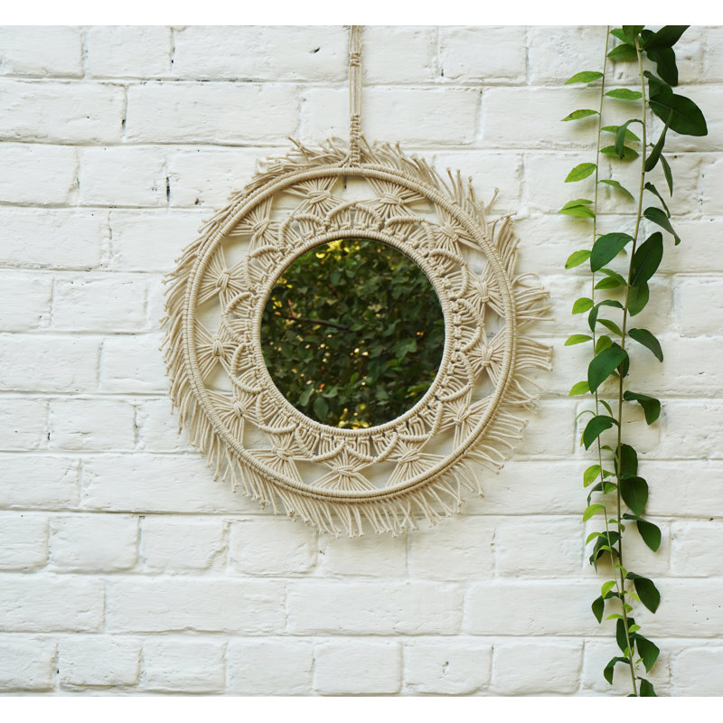 Jute Flat Wall Mirror, 20" H x 20" W x 1" D