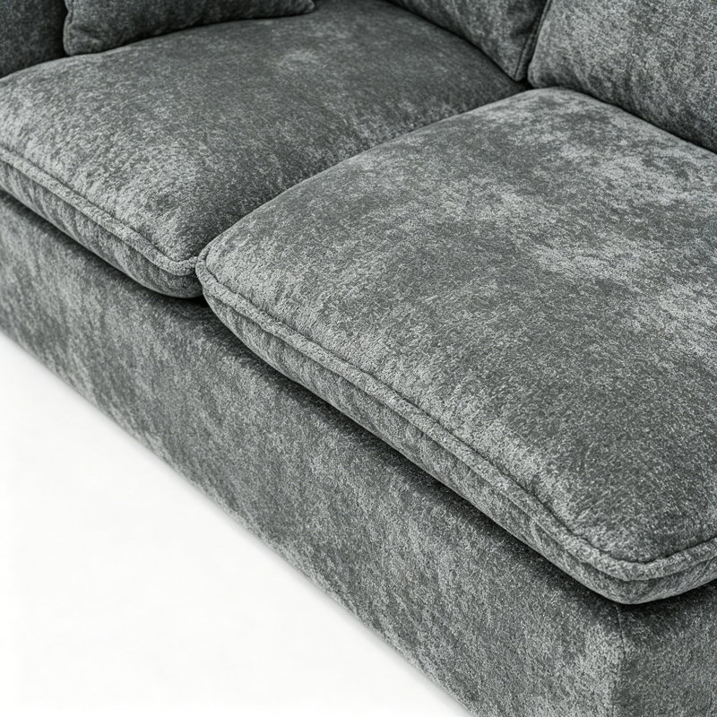 Canapé modulaire en forme de L 107 po avec repose-pieds mobile et coussins pour le salon, Grey Boucle