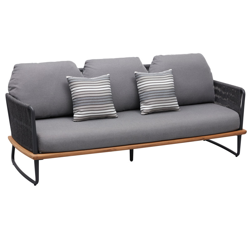  Rodeo 3 - Seater Outdoor Sofa With Gray Cushion, Aluminum Frame Polyester Rope
