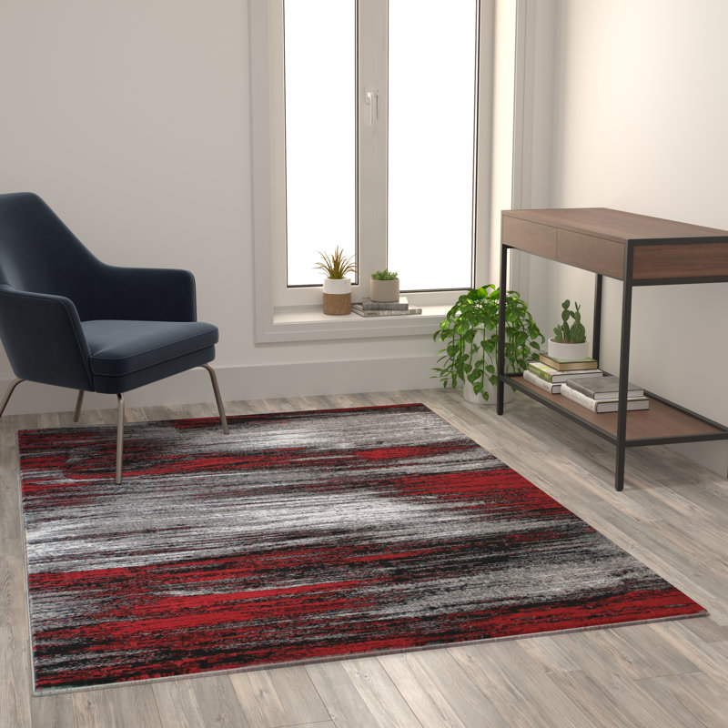 Alexavior Abstract Style Scraped Pattern Accent Area Rug, Rectangle 5' x 7'