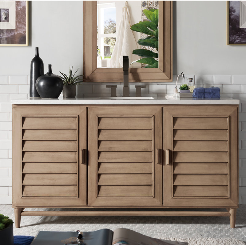 Portland 60'' W Single Vanity, Carrara White, Widespread