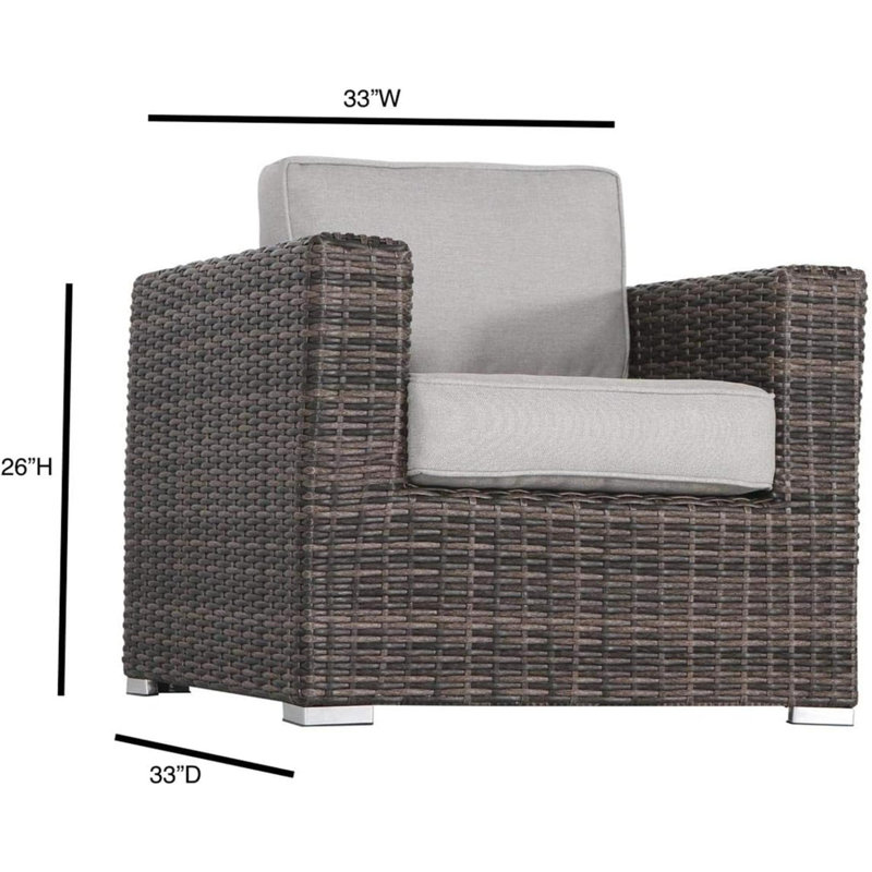 Ensemble de conversation en rotin pour 2 personnes avec coussins, Brun