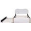 Lit plateforme double rembourré pleine grandeur avec pieds de support en bois et lit gigogne simple-1163582252-1163582253