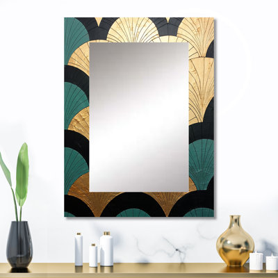 Emerald and Golden Arches - miroir mural de formes abstraites, miroir décoratif moderne, impression d'art en métal
