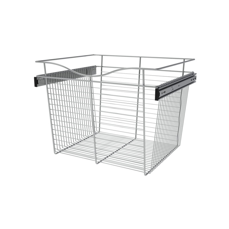 Panier de garde-robe l 24 po pour systèmes de garde-robe personnalisés, Chrome, H 18 po x l 24 po x P 14 po