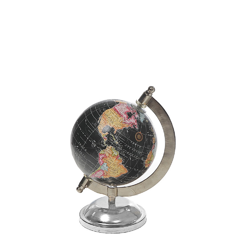 Globe terrestre en plastique / acrylique Ih Casadecor, H 6,5 po x l 4 po x P 4 po, Noir