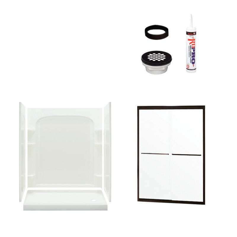 Cabine de douche rectangulaire encadrée coulissante avec base l 60 po x H 73,75 po Ensemble inclus, Oui