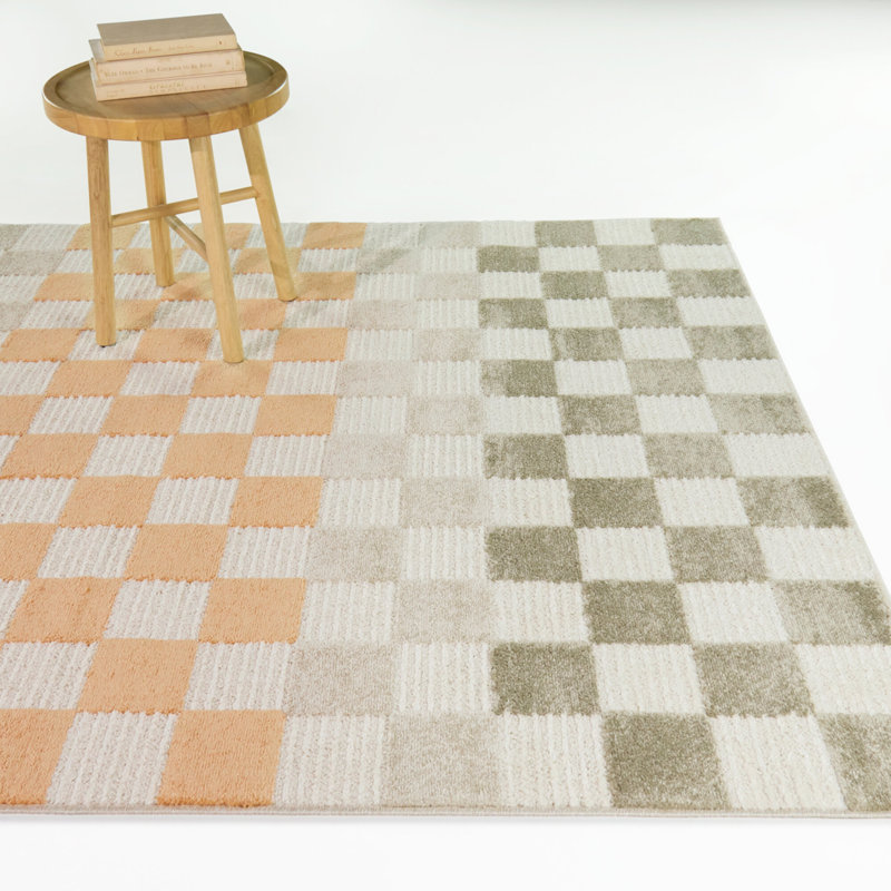 Tapis orange / gris anthracite Dominick, 7 pi 10 po x 10 pi