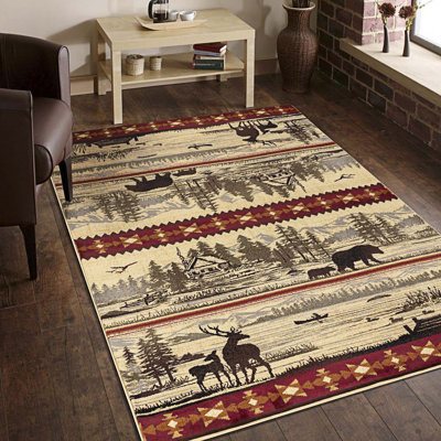 Tapis d'inspiration lac, montagnes et animaux sauvages