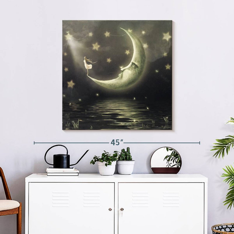 Fille sur la lune, H 30 po x l 30 po
