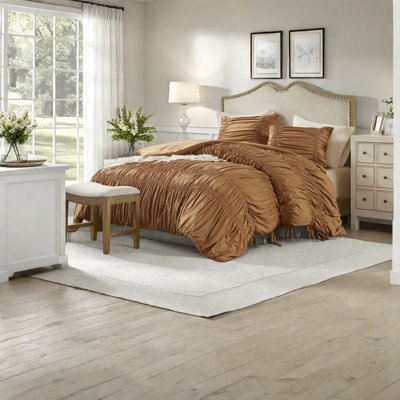 Ensembles de literie pour grand lit romantique, édredon en microfibre avec motif froncé