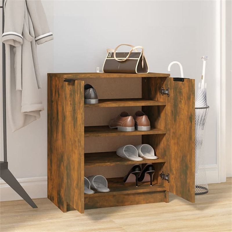 Calice 8 Pair Shoe Storage Cabinet, Brown/White/Pink
