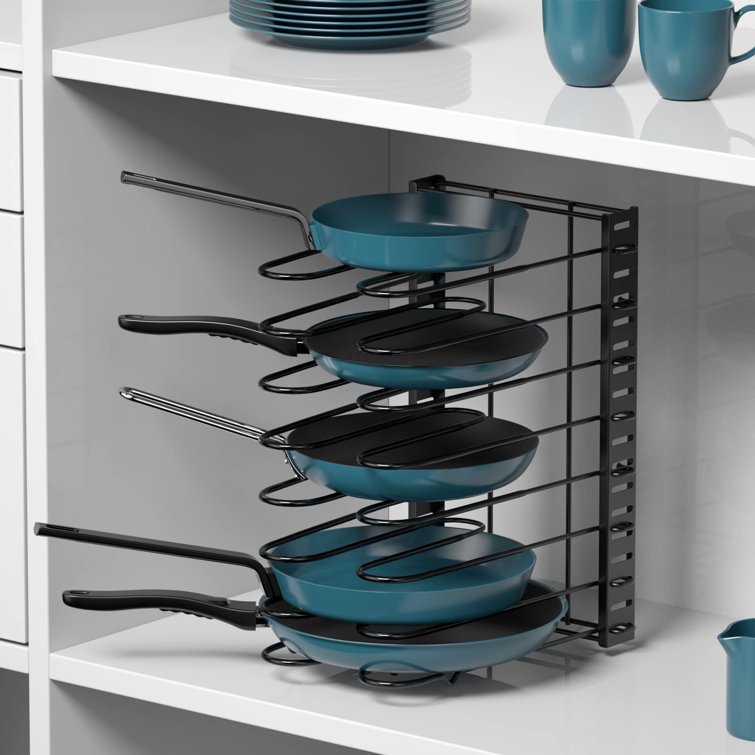 Pan Organizer Rack for Cabinet , Pot Rack with 3 DIY Methods , Adjustable Pots and Pans Organizer Under Cabinet with 8 Tiers