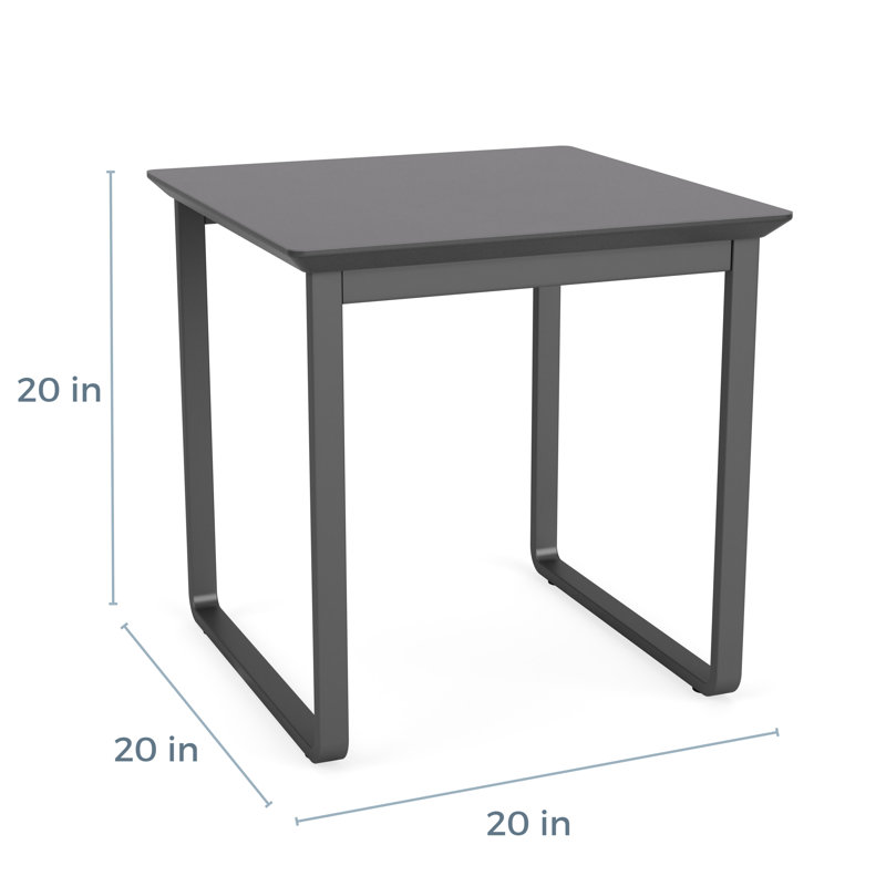 Gansett Waiting Reception End Table Metal Frame 20x20" High Pressure Laminate Top, Midnight Black, Black