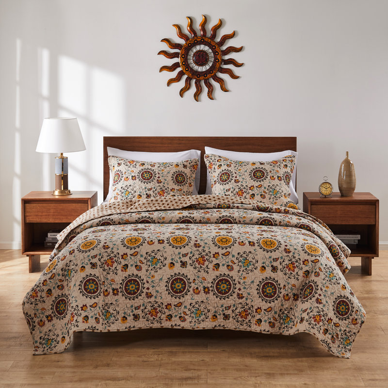 Andorra Twin Multicolor Cotton Reversible Quilt Set