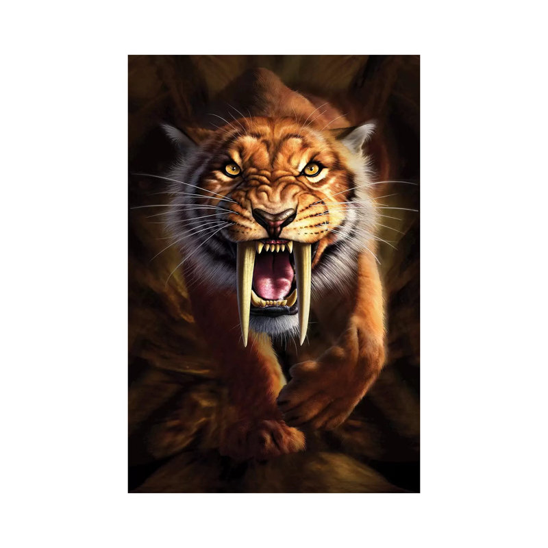 Full On View Of A Saber-Toothed Tiger by Jerry LoFaro - Wrapped Canvas Gallery-Wrapped Canvas Giclée, 66.04 cm H x 45.72 cm W