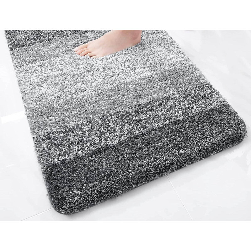 Microfiber Bath Mat, Non-Slipabsorbent Bathroom Mat, Grey, Single - 90cm L x 3cm W