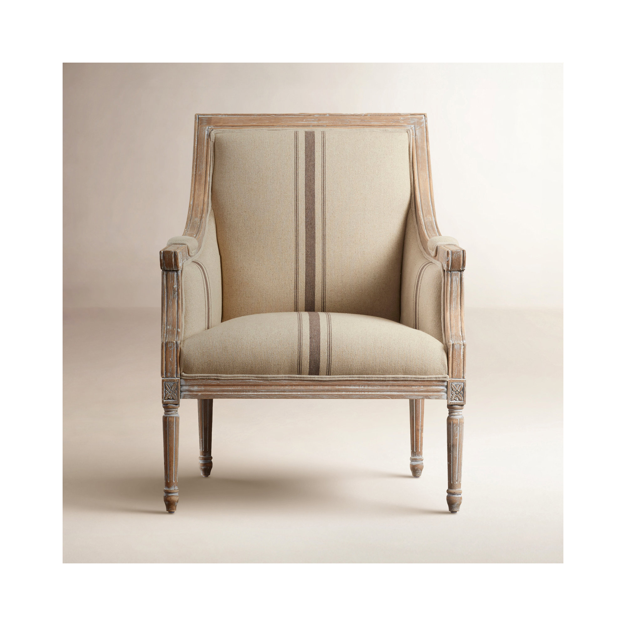Rowena Upholstered Armchair, Tan Striped