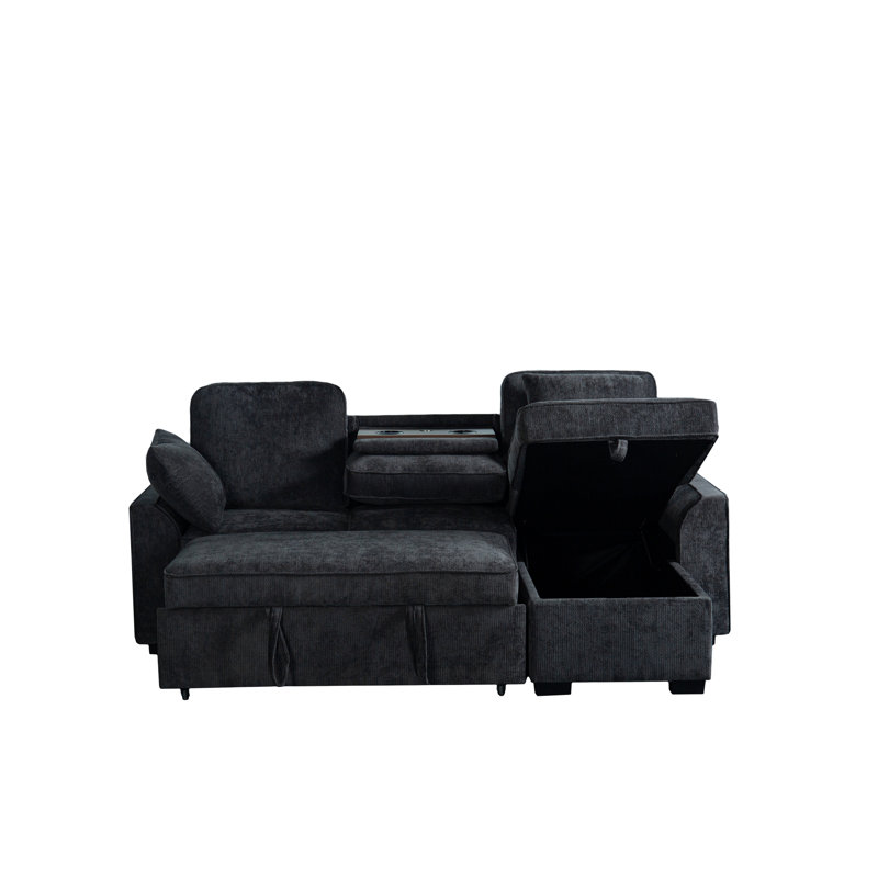 Multi - Functional Sectional Sofa Ensemble Featuring A Removable Cup Holder Tray, Storage - Integrated Chaise And Adjustable Backrests