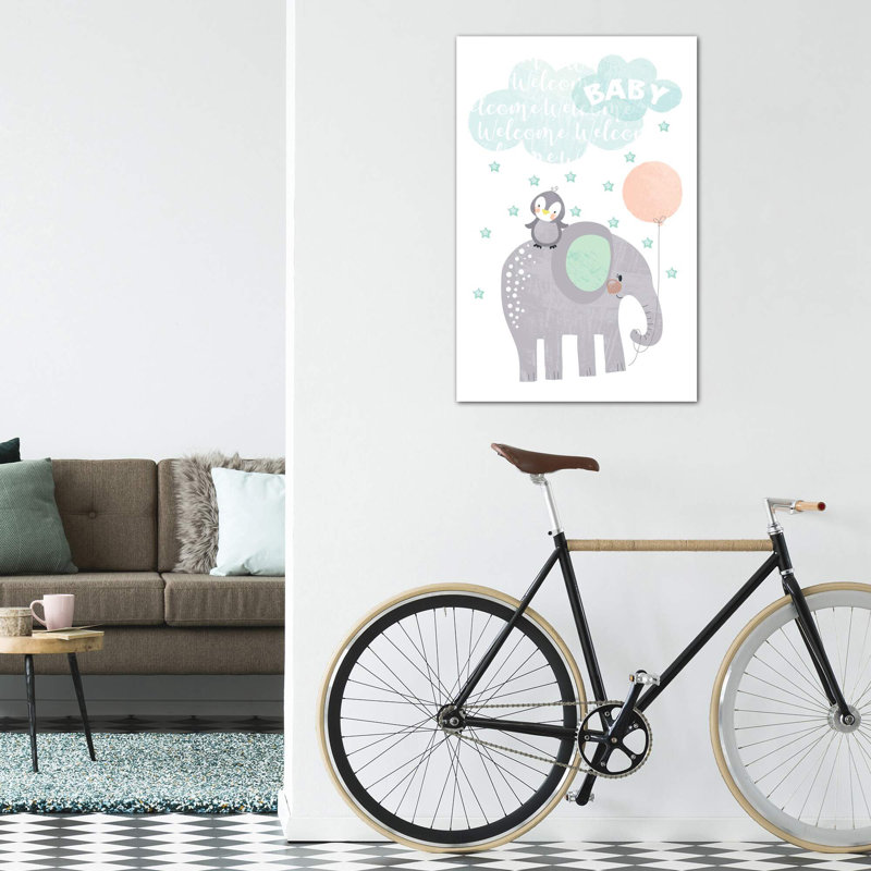«Baby Adventure II» par Jennifer Ellory - reproduction imprimée, H 12 po x l 8 po x P 0,75 po, Toile tendue, Pas de tapis