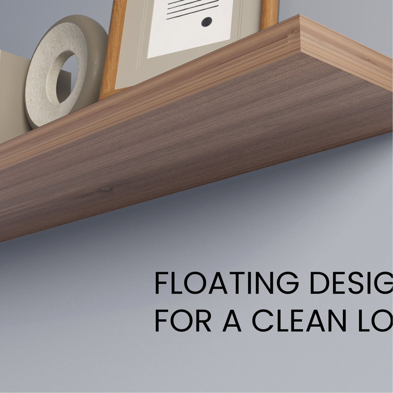 Greer Floating Shelf in Melamine x2, Light Brown, Light Brown