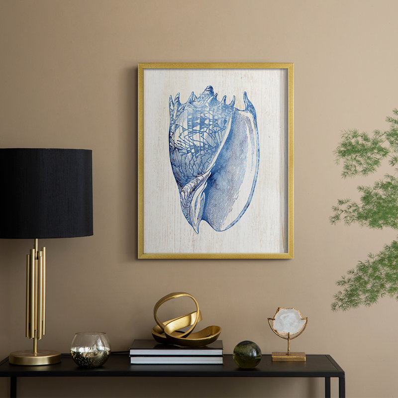 Shell II, reproduction encadrée - bois massif, H 11 po x l 9 po, Doré