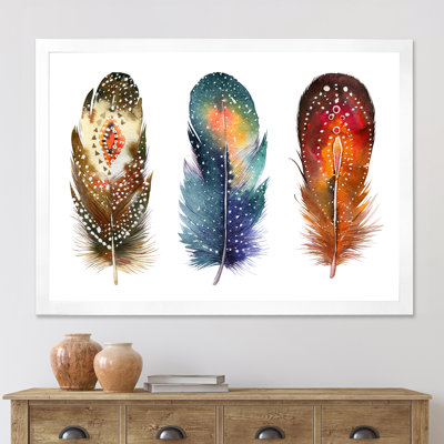 Ensemble de plumes colorées Boho - Impression sur toile encadrée