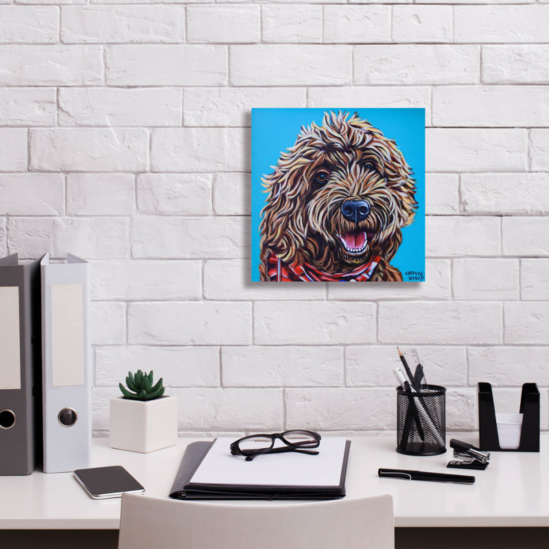 «Doodle On Blue» par Carolee Vitaletti, H 12 po x l 12 po x P 0,75 po