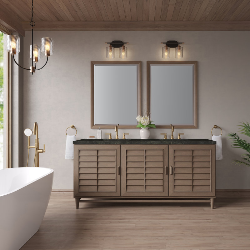 Broeder 72'' Double Bathroom Vanity with Top, Carrara White, Widespread