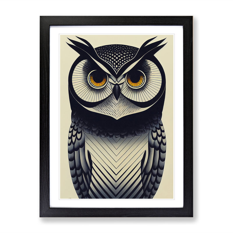 The Wild Owl - Single Picture Frame Print, 64cm H x 46cm W x 2cm D, Black