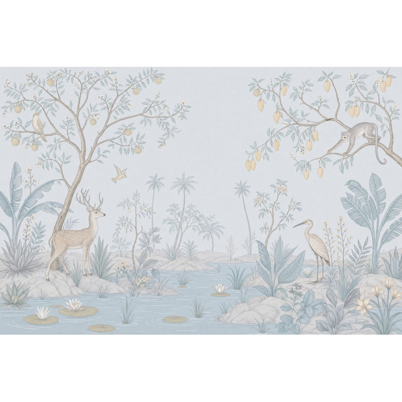 Décoration murale murale de style chinois Paysage tropical, 120"x96", Textured Non-Pasted