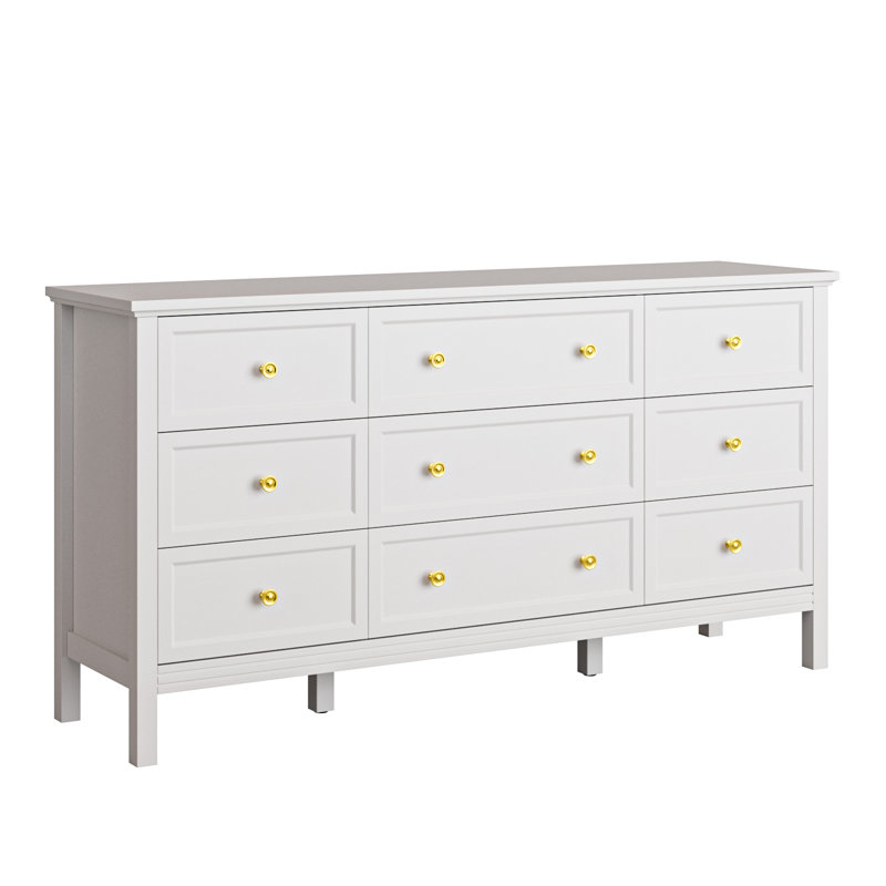 Commode 9 tiroirs Winston Porter, Blanc