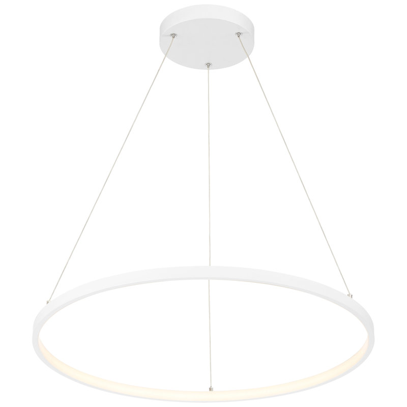 Boyu 1 - Light LED Unique/Statement Pendant, Matte White, 0.75" H x 23.5" W x 23.5" D