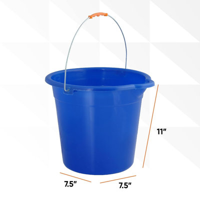 Seau de vadrouille Superio de 2,5 gallons pour le nettoyage - Seau de lavage de voiture en plastique avec poignée - Bleu royal, petit seau en plastique durable pour la pêche, le nettoyage, le camping - 10 litres, paquet de 2