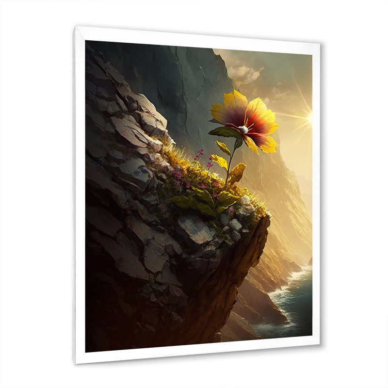 «Blooming Dahlia Mountain Flower» sur toile, H 32 po x l 24 po x P 1 po, Cadre simple blanc