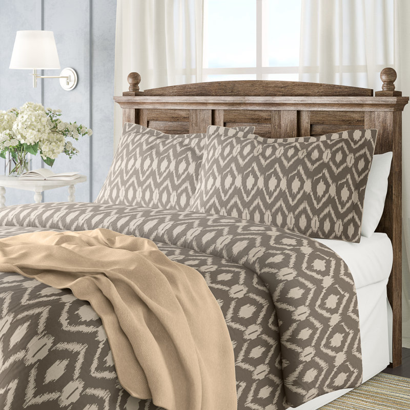 Ensemble de housse de couette 3 pièces en mélange de coton gris , Housse de couette très grand + 2 taies décoratives