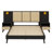 Queen Solid Wood Bed Frame With Matching Nightstands And Lamp-Integrated Design-1178557726