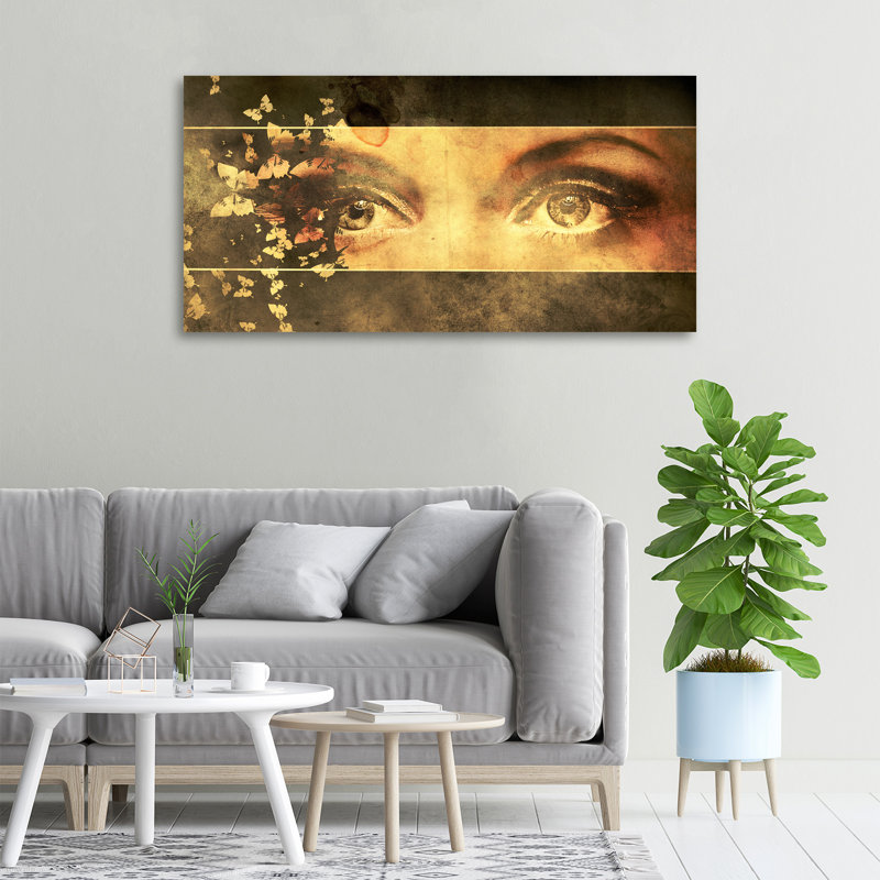 Eyes And Butterflies - Wrapped Canvas Print