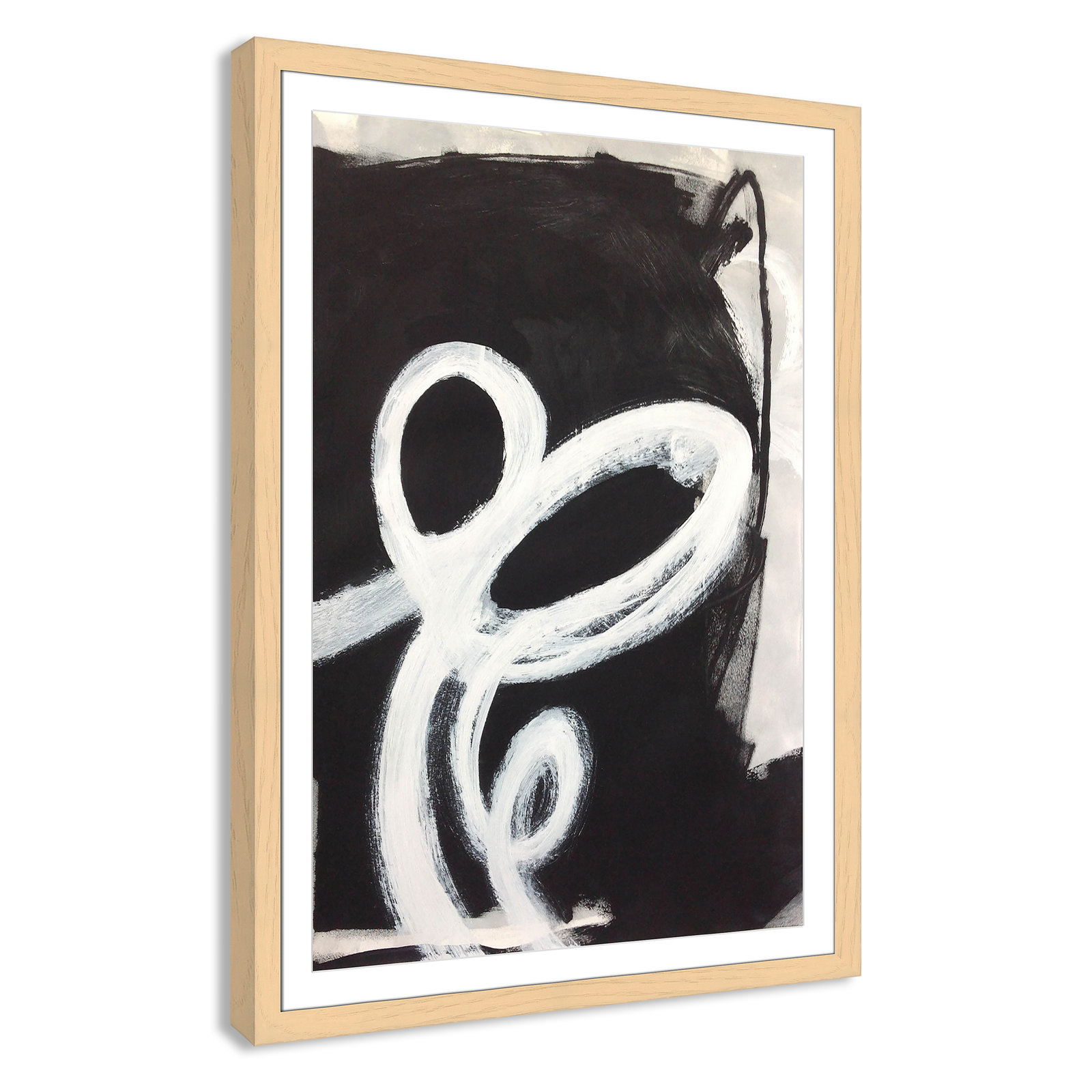 Bronte "Swirly Swirls II" Print, 49" H x 35" W x 1.25" D, Natural Cube Frame Matted