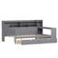 Lit de jour double en bois avec bureau d'étude, tablettes de rangement et 2 tiroirs, lit multifonctionnel peu encombrant, gris