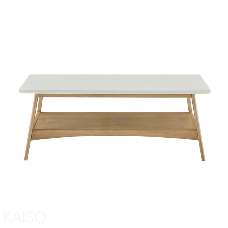 Table basse, 17" H x 24" W x 48" D, Off-White+Natural