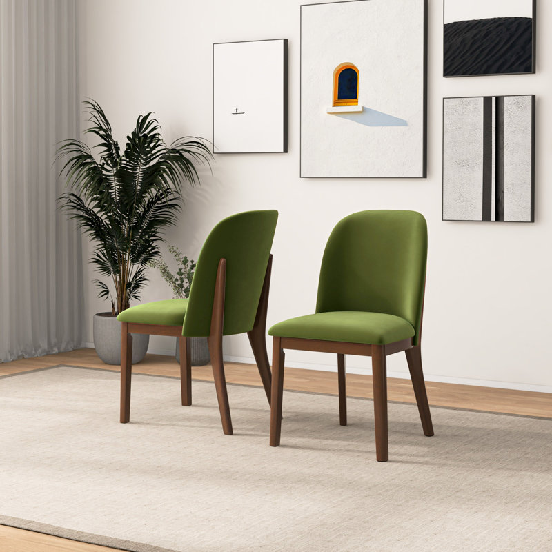 Bargman Mid-Century Modern Dining Chair, Green Linen