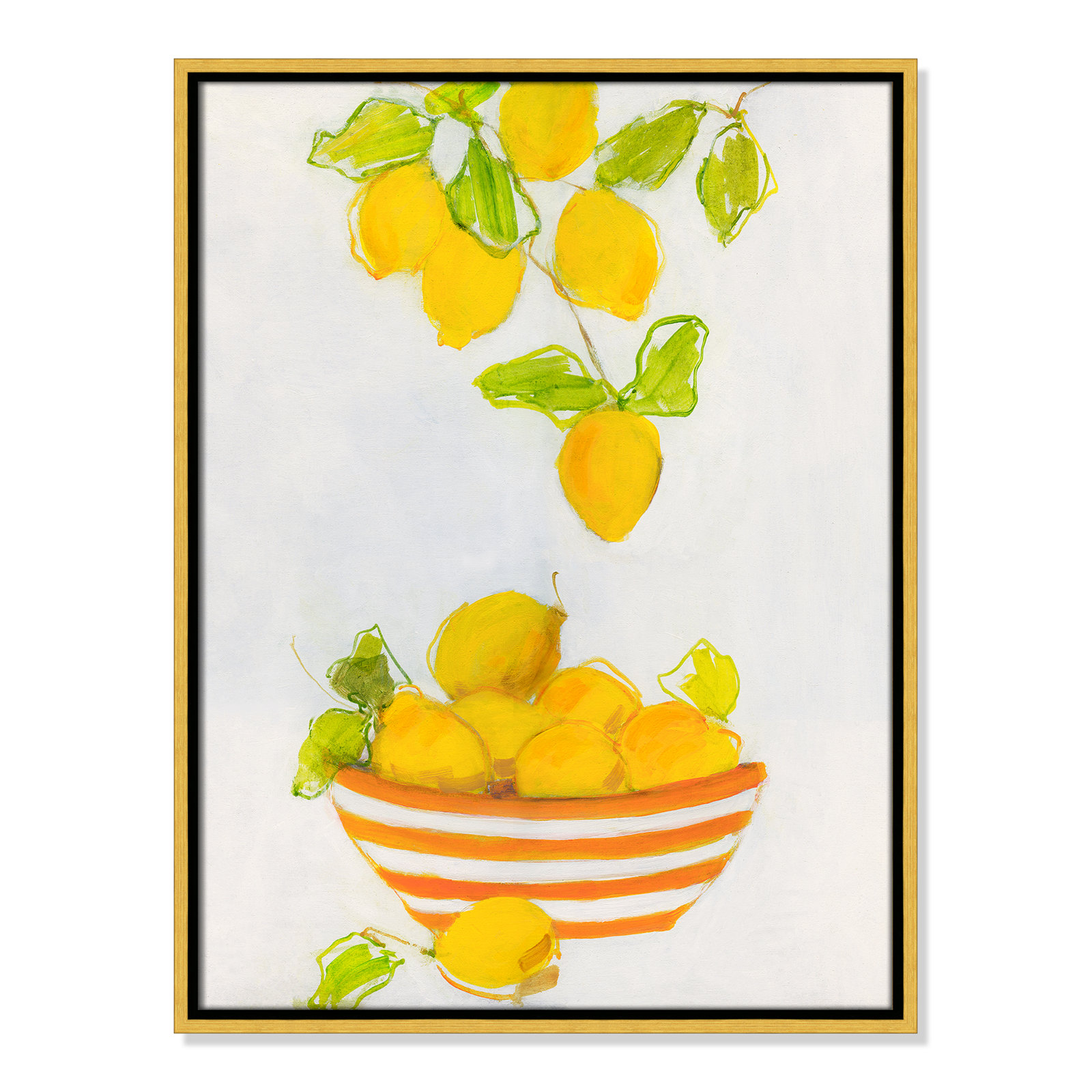 Darcy "Lemonlicious" Painting by Sally Swatland, 25.5" H x 19.5" W x 2" D, Gold Framed Canvas