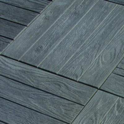 50cm L x 50cm W Stone Interlocking Deck Tile in Anthracite